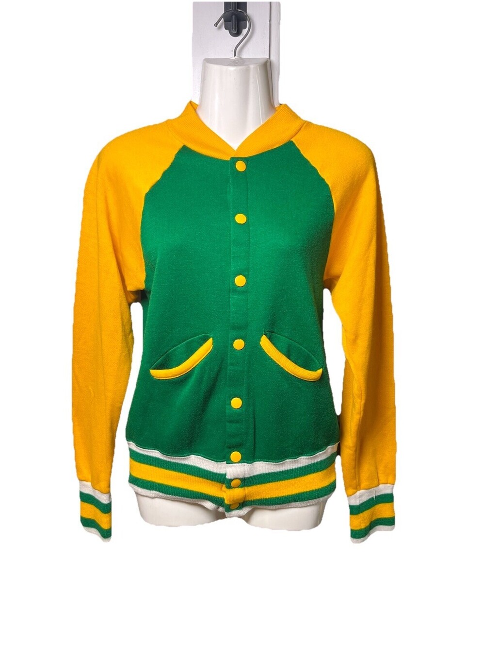 60S Vintage Baseball/Varsity Lightweight Jacket With Pockets W Med M Small